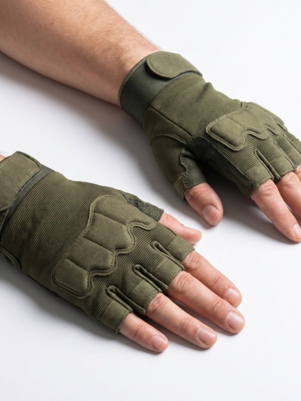 Army Green Tactical Grip Gloves - Fingerless